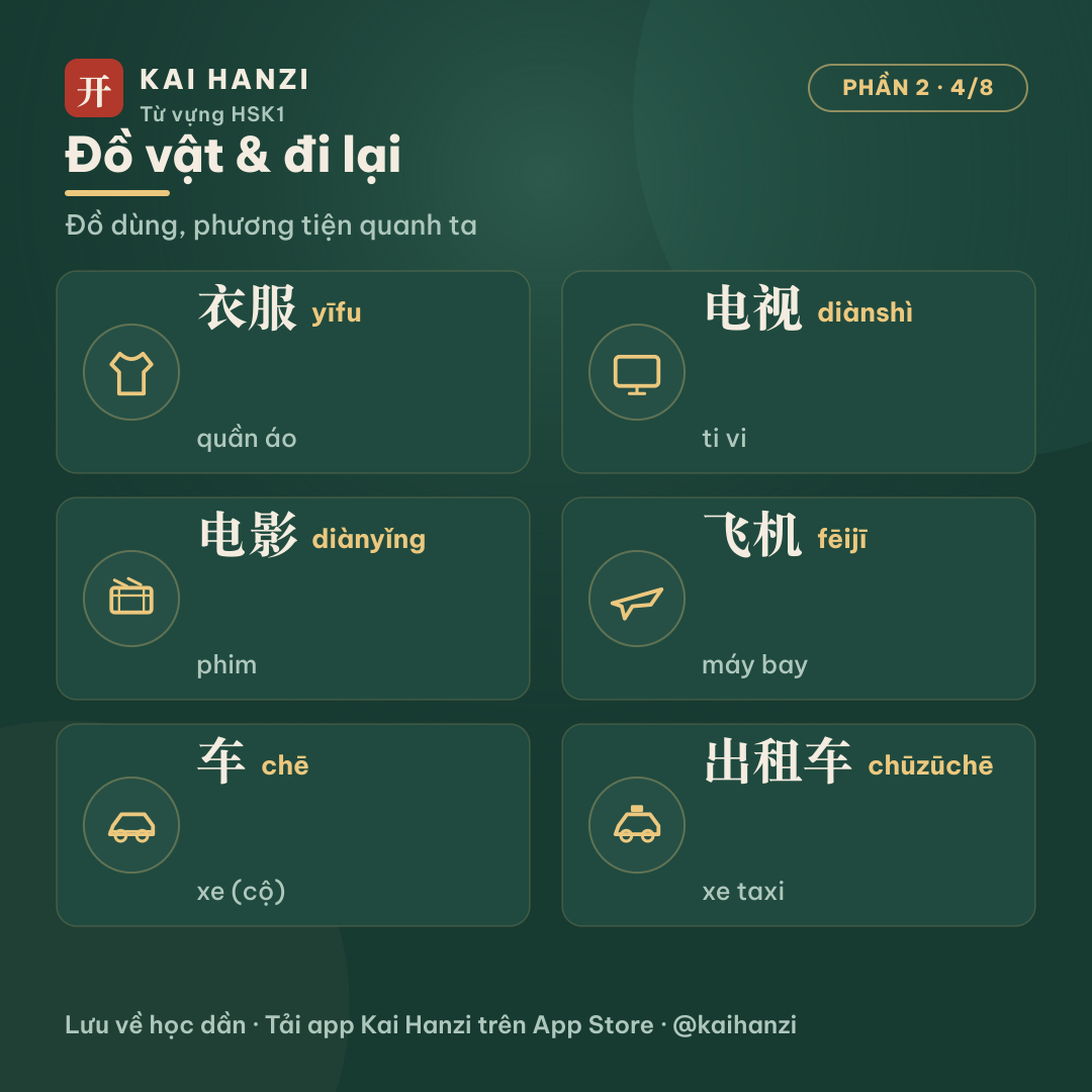 HSK1 đồ vật đi lại