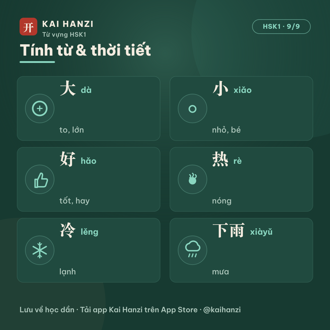 HSK1 tính từ thời tiết